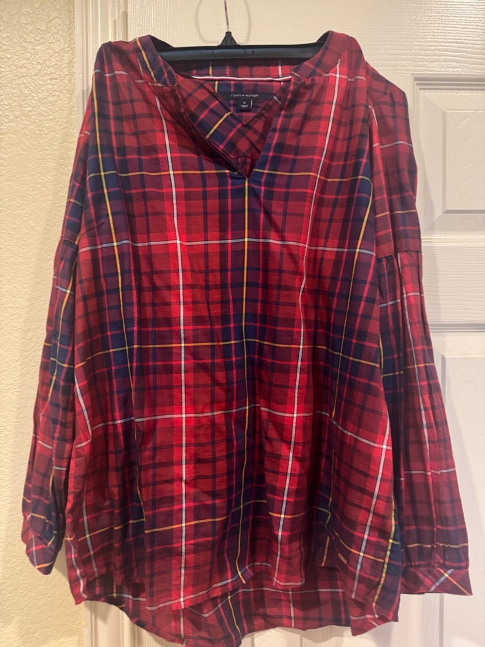 Tommy Hilfiger Red and Navy Plaid Shirt